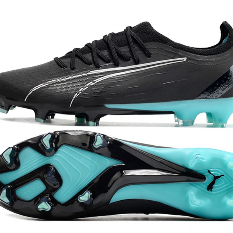 Puma Ultra Ultimate FG Black Ltblue Low Football Boots & Shoes