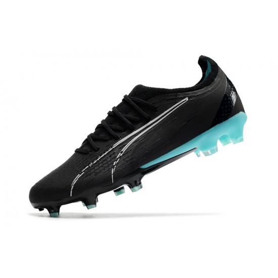 Puma Ultra Ultimate FG Black Ltblue Low Football Boots & Shoes