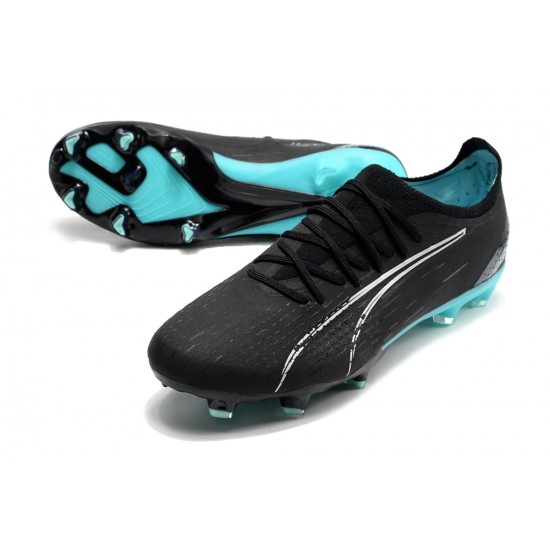 Puma Ultra Ultimate FG Black Ltblue Low Football Boots & Shoes