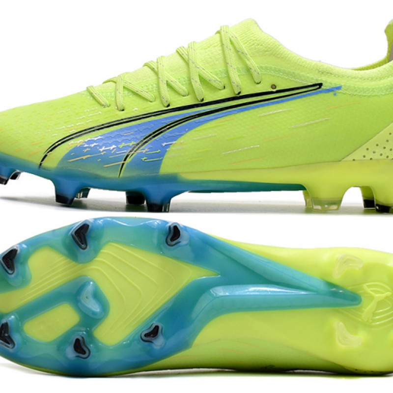 Puma Ultra Ultimate FG Green Yellow Ltblue Low Football Boots & Shoes