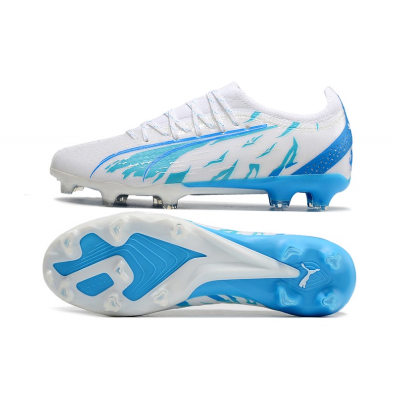 Puma Ultra Ultimate FG White Blue Low Football Boots & Shoes